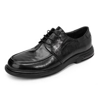 Chaussures décontractées en cuir à lacets pour hommes, style uni, printemps-été-automne, noires, respirantes, style jeune, semelle plate, chaussures de ville