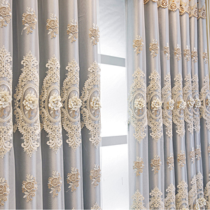 Tenda Oscurante di Lusso a <span class=keywords><strong>Doppio</strong></span> Strato in Stile Europeo per la Casa, Tulle Ricamato 4D Abbinato a Tende in Tessuto Goffrato per Soggiorno - Product Image 4