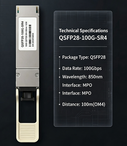 Módulo SFP de Fibra Óptica de 100G en Venta Directa de Fábrica, QSFP28 SFP 100Gbase LR SR SM 100m MM QSFP28 100G SFP Transceptor Dúplex LC - Product Image 2