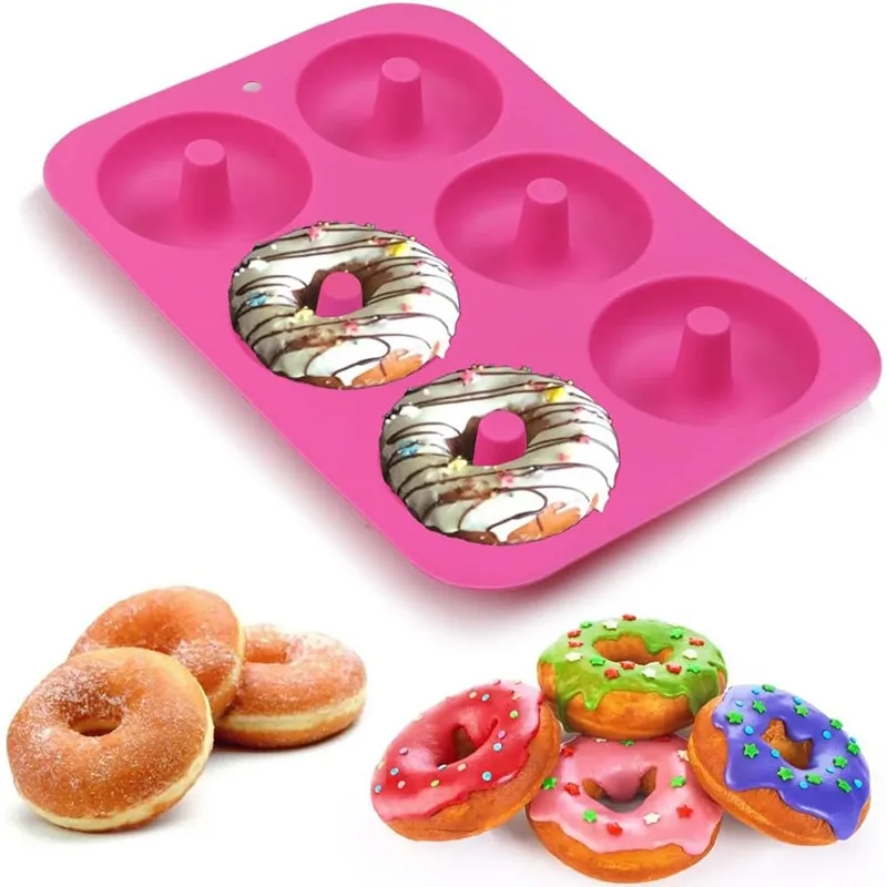 Silikonform für Donuts 6 Donuts Lebensmittelqualität Silikon-Backform antihaft-Geschirrspüler Mikrowellen silikonformen sicher zum Backen