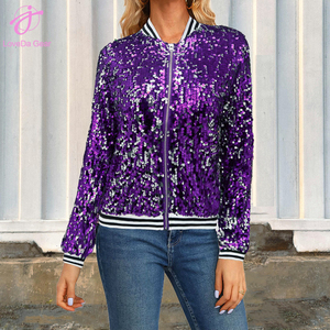 Loveda Custom New Autumn Winter <strong>Plus</strong> <strong>Size</strong> <strong>Sequined</strong> Long Sleeve Women Cropped <strong>Jacket</strong> - Product Image 4