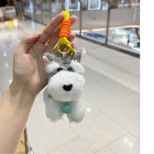 Lindo cachorro muñeco de peluche Animal relleno perro llavero campana Peluches juguete <span class=keywords><strong>Schnauzer</strong></span> llavero encantos colgante West Highland perro llavero - Product Image 3
