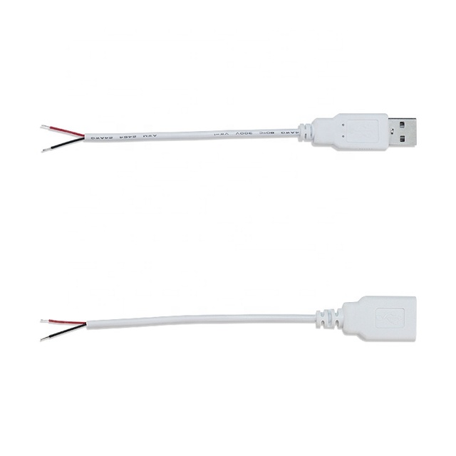 USB a Male to Bare End Charging Cable 2 Core USB a Female to Open End Power Cord