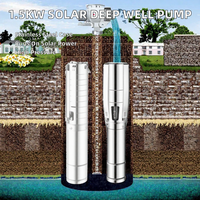 Pompe solaire submersible pour forage 1,5 kW, 3 pouces, FLA, haute pression, usage intensif, hauteur de refoulement max. 150 m, en acier inoxydable 304, pour puits profonds