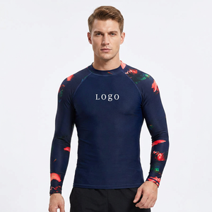 Maillot de bain anti-UV à manches longues pour homme, imprimé par sublimation, séchage rapide, motif floral, logo frontal, pour adulte - Product Image 1