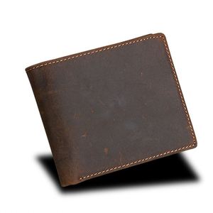 Custom Genuine Leather Crazy Horse Leather <b>Wallet</b> Portable Horizontal Anti-theft <b>RFID</b> <b>Men's</b> <b>Wallet</b> - Product Image 3