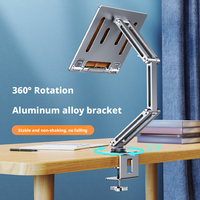 Support pour ordinateur portable en alliage d'aluminium avec pince mécanique, support rotatif à 360 degrés pour tablette, pour le bureau et la maison