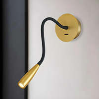 Applique murale LED flexible de luxe nordique en métal, moderne, pour hôtel, lampe de lecture de chevet, avec interrupteur, design, vente en gros pour projets