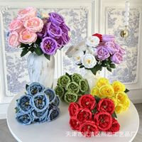 9 têtes de roses artificielles réalistes en soie Austin pour la décoration de mariage et de la maison