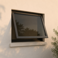 Ventana Abatible de Aluminio con Rotura de Puente Térmico Certificada CE, Ventana con Doble Acristalamiento, Resistente al Viento y al Agua, para Reemplazo en Viviendas
