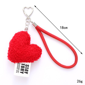 Cute Plush Heart Bag Charm Soft Furry Heart <b>Keyring</b> Glitter Lanyard Strap Phone Charm Hanging Ornament Ladies Gift Wholesale - Product Image 2