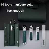 Ensemble de manucure et pédicure en acier inoxydable 10 pièces avec coupe-ongles et cure-oreilles pour les soins des ongles et des pieds