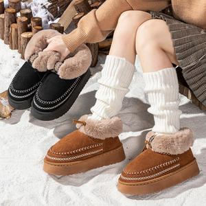 Chaussons pour filles Hiver 2025, Nouveau sac rétro Maillard avec antidérapant, résistant à l'usure, en polaire épaisse et chaude en PVC - Product Image 3