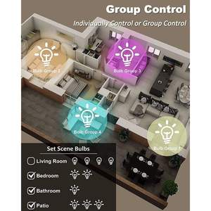 Lampadina LED Intelligente Antela 9W A19 in Plastica, Controllo WiFi via App, Dimmerabile, Cambio Colore RGB, Compatibile con Alexa e Google Assistant - Product Image 2