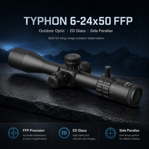 Typhon Z 6-24X50 FFP หลอดแก้วอลูมิเนียมอัลลอยด์ขอบเขตการล่ายุทธวิธีการหยุดหลายชั้นระยะไกลปรับได้ - Product Image 1