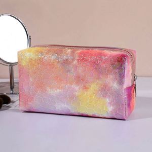 Fashion Tie Dye Women PU Leather Waterproof Makeup <b>Pouch</b> Bag Travel Portable Toiletry Cosmetic Bag - Product Image 2