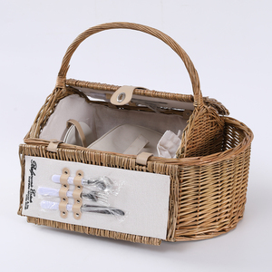 Etiqueta tejida de Picnic de mimbre cesta de almacenamiento de 2 - Product Image 1