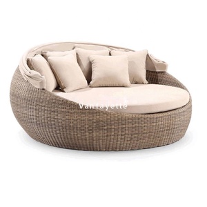 Tutti di Vimini Daybed Mobili da Giardino Letto Rotondo Solarium con Baldacchino Spiaggia Solarium Spiaggia Daybed - Product Image 3