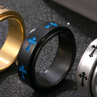 Unisex Kreuz-Siegelring Ewigkeitsband-Ring Edelstahl Gold Schwarz Farbe Trendiger Alltags-Schmuck Party Punk Geschenk