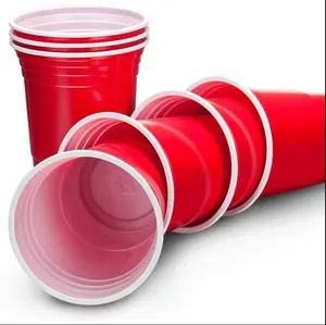 16oz couleur rouge sans Bpa Ps en plastique Ps fête rouge en plastique tasses de bière-pong en plastique