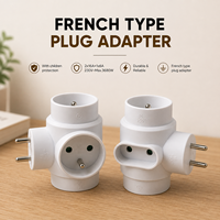 Adaptateur de type français avec protection enfant 2x16A 1x6A 230V Max 3680W Prise Schuko en forme de T 3 prises pour la maison, la cuisine et les voyages