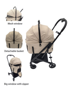 2-in-1 có thể điều chỉnh vải không thấm nước vật nuôi xe đẩy và du lịch tàu sân bay có thể gập lại cho chó nhỏ & mèo - Product Image 5