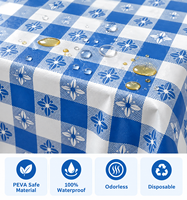 Nappe de table personnalisée pour hôtel et restaurant, bleu à carreaux, en tissu PEVA épaissi, nappe de table en plastique pour mariage et banquets
