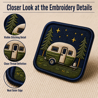 Écusson brodé 3D personnalisé, motif camping-car, pin et nuit étoilée, pour veste de club de camping-cars et sac à dos