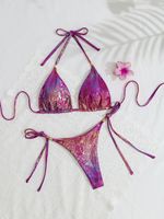 Ensemble de bikinis en gros, maillots de bain Miami, logo ODM, imprimé serpent métallique, bikinis à nouer, tanga pour fête au bord de la piscine, vacances de printemps, nouvelle collection 2027