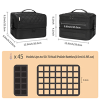 Relavel peut contenir une lampe à ongles et plus de 45 bouteilles, 3 modes d'utilisation Sac de rangement détachable pour les ongles Étui de voyage pour les ongles