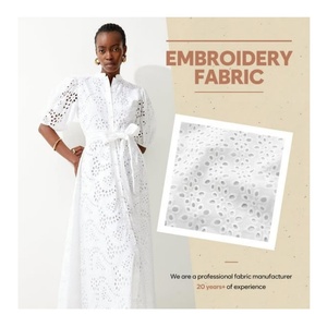 Telas Bordadas Schiffli 100% Algodón, Tela de Algodón Suave con Bordado Inglés 3D para Vestidos de Mujer y Vestidos de Noche - Product Image 1