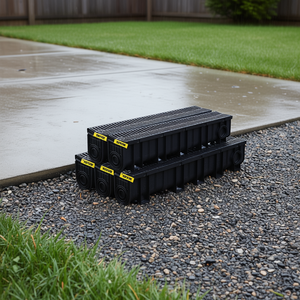 Grille de drainage Vevor 5,9x7,5 pouces en plastique HDPE noir pour drain de sol de garage avec 5 bouchons d'extrémité pour allée de jardin, lot de 5 - Product Image 2