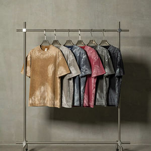 Camiseta de Punto Personalizada 100% Algodón para Hombre, Color Sólido, Manga Corta, Básica, Casual, Suave, Transpirable, 220g, Corte Regular, Estilo Urbano, Uso Diario - Product Image 1