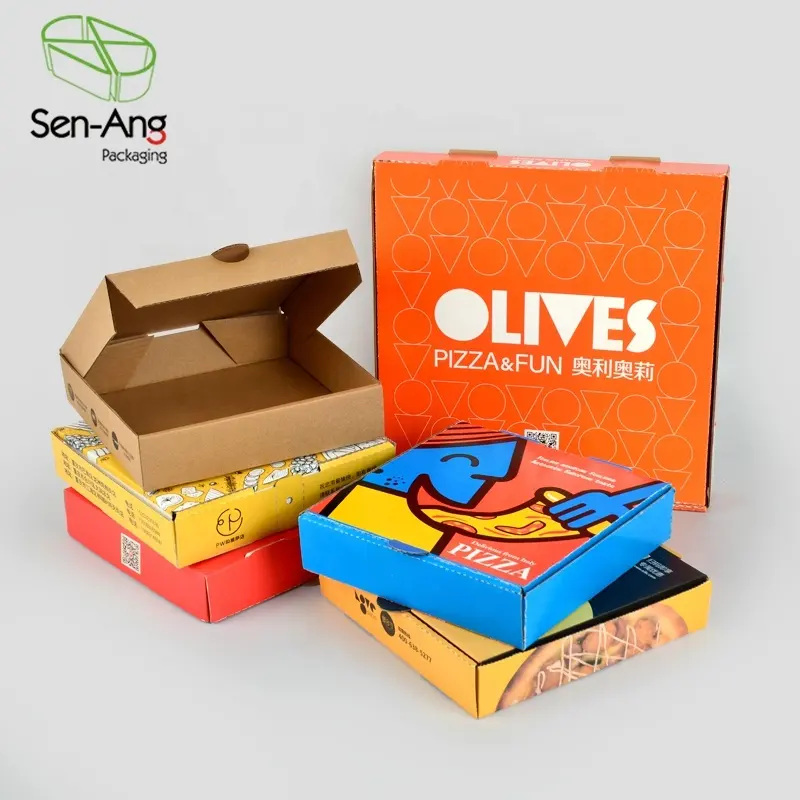 SenAng01 Pizza Box 6 7 8 9 10 11 12 13 14 15 16 17 18 19 Zoll Wellpappe Pizza Box für Vorlage