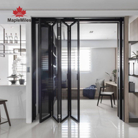 Maplemiles Accordéon Porte pliante en verre Aluminium Patio Portes pliantes Aluminium Porte pliante en verre