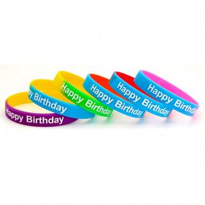 Pulsera de Silicona de Feliz Cumpleaños, Pulsera de Goma con Degradado de Color para Fiesta de Cumpleaños, Pulsera de Silicona Personalizada para Promoción - Product Image 3