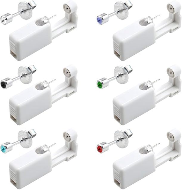 Single-Use Sterile Allergy-Free Body Piercing Kit Personal Ear Piercing Machine with Stainless Steel Ring Studs Ear Piercing Gun
