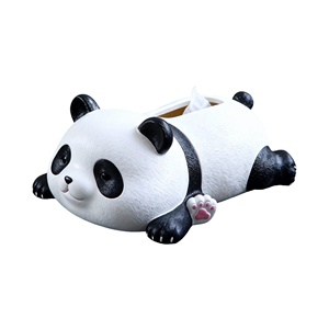 Caja de pañuelos de resina personalizada con diseño de panda acostado, cubierta decorativa de animales lindos para tocador, regalo perfecto para entusiastas de la vida silvestre - Product Image 1