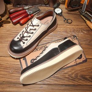 Zapatos de Fiesta para Hombre, Hechos a Mano, de Diseño, de Cuero Genuino, con Cordones, Impermeables, Transpirables, Retro, que Aumentan la Estatura - Product Image 5