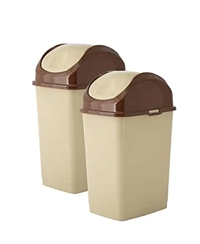 Superio Mini poubelle de bureau avec couvercle pivotant Poubelle en plastique portable pour bureau, salle de bain, voiture, poubelle 5 L,