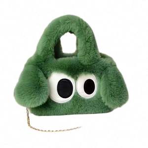 Sac à bandoulière pour enfants tendance printemps-été, sac à main princesse pour filles, sac à bandoulière en peluche et en lin, bouton - Product Image 1