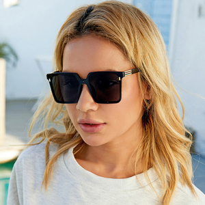 Sunway Eyewear Custom <b>Plastic</b> Fashion Trendy Women Sun Glasses Shades Big <b>Frame</b> Flexible TR90 Square Oversize Sunglasses - Product Image 1