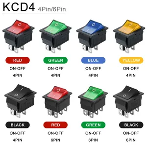 Interrupteur à bascule étanche IP67 KCD1 KCD3 KCD4 KCD5 KCD11 15A/20A 250VAC, 3 positions marche-arrêt-marche avec LED rouge, interrupteur à bascule 4/6 broches - Product Image 4