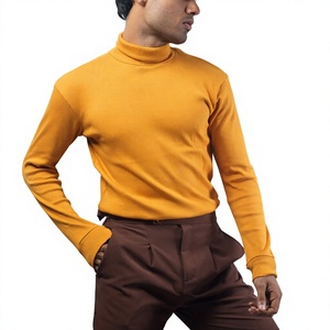 Camiseta de Hombre Personalizable al por Mayor, de Buena Calidad, Ligera, de Manga Larga, Cuello Alto Simulado, Tejida, Ajustada, Deportiva, para Gimnasio, Otoño - Product Image 2