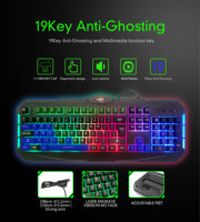 Filaire RGB Rétro-Éclairé Clavier de Jeu et Souris, Souris De Jeu Pad,Gaming Headset Combo Tout en 1 PC Gamer Faisceau pour PC