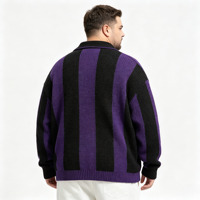 Solution complète OEM/ODM : Pulls en maille à manches longues, à rayures verticales, col polo, col en V, avec logo brodé de marque, style mode
