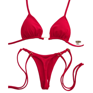 Micro Bikini Rosa para Mujer 2025, Diseño de Corazón Metálico, Push-Up, Tanga Lateral, Logotipo Personalizado, Traje de Baño Brasileño Sexy de 2 Piezas, OEM, Ropa de Playa - Product Image 1