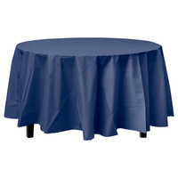 Couverture de table ronde en plastique de 84 pouces, nappe de table design simple pour fête de mariage, nappe jetable résistante à l'huile
