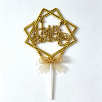 Fabrikpreis 3D Plastik Happy Birthday Cake Topper Diamantrahmen Stern Kursiv Schrift Geburtstagstorten-Dekoration Party-Feier