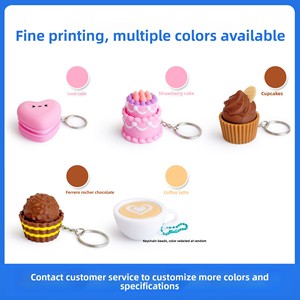 Porte-clés anti-stress créatif en forme de gâteau de dessert imprimé en 3D, pendentif à presser au bout des doigts, breloque de sac - Product Image 3